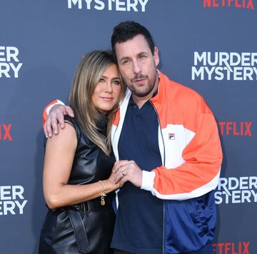 us actress jennifer aniston l and us actor adam sandler arrive to attend the los angeles premiere screening of the netflix film murder mystery at the regency village theatre in los angeles on june 10, 2019 photo by valerie macon afp photo credit should read valerie maconafp via getty images