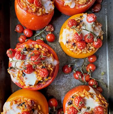 arborio stuffed tomatoes with olives and herbs