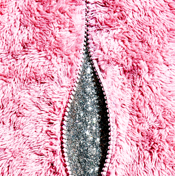 textured fabric and zipper referencing vagina